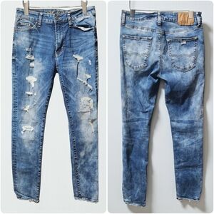 American Eagle Extreme Flex 30x32 Stone Washed Distressed Jeans  Tapered Ripped